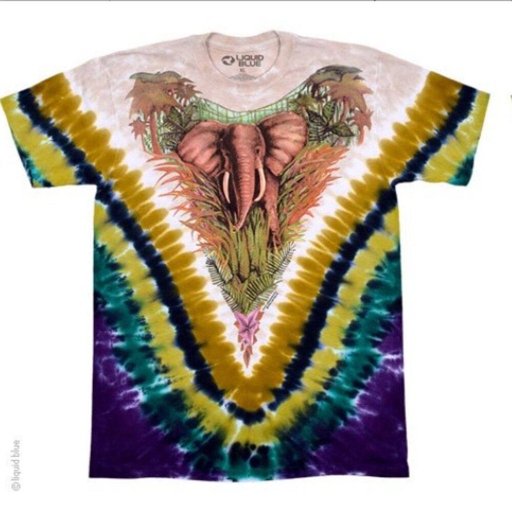 Endangered Elephant & Rainforest Tie Dye T Shirt XL